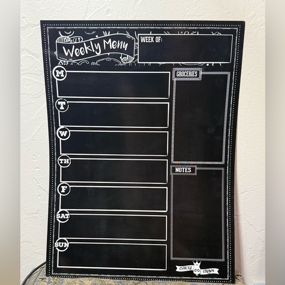 Chalky Crown Other - Weekly Menu Magnetic, Erasable Chalkboard